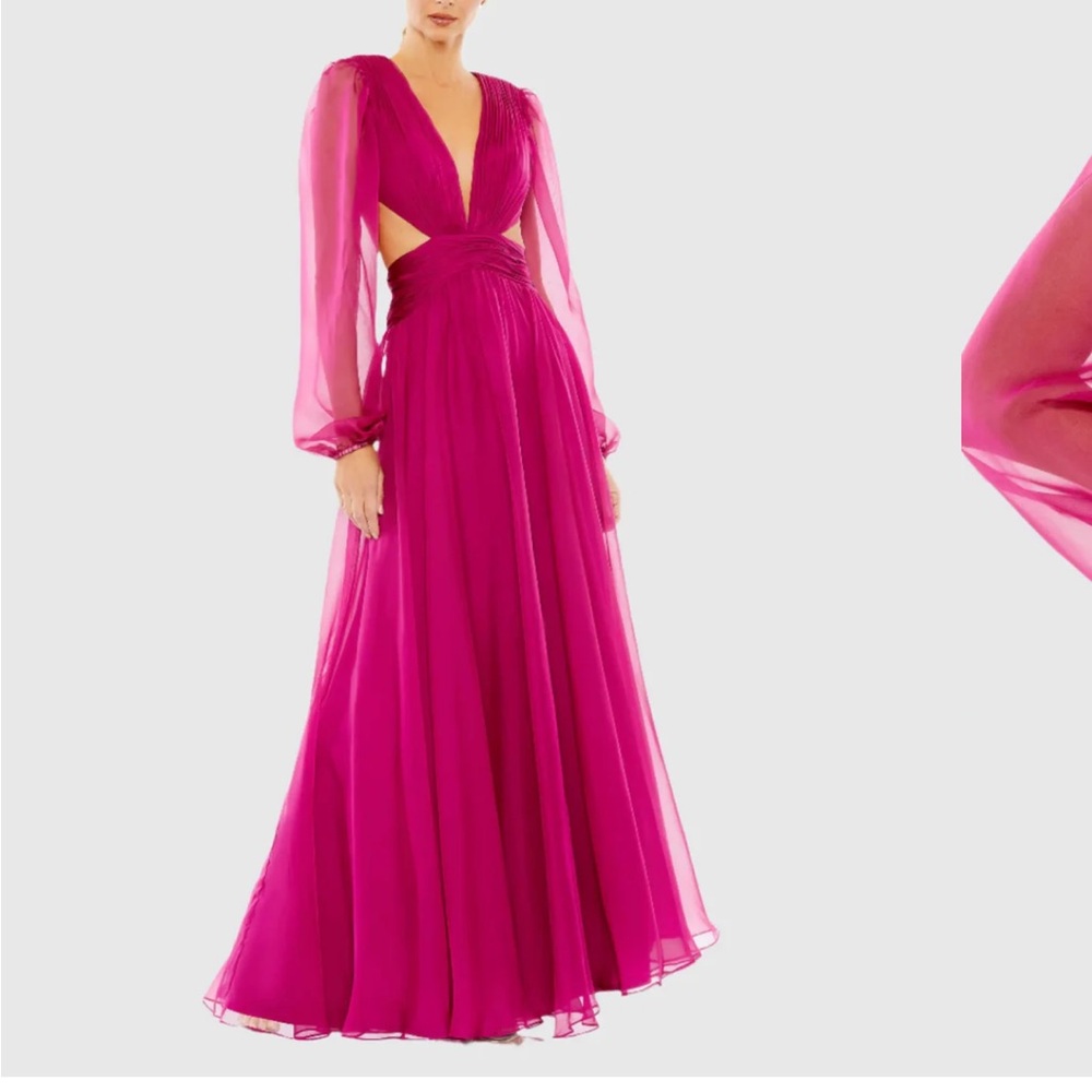Mac Duggal Fuchsia Long Sleeve Dress